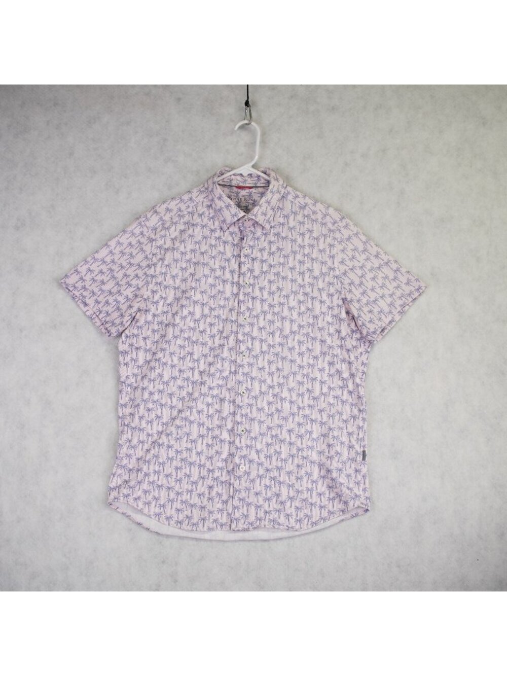 Stone Rose Mens Short Sleeve Button-Up Shirt W/ Palm Tree Pattern Sz Large